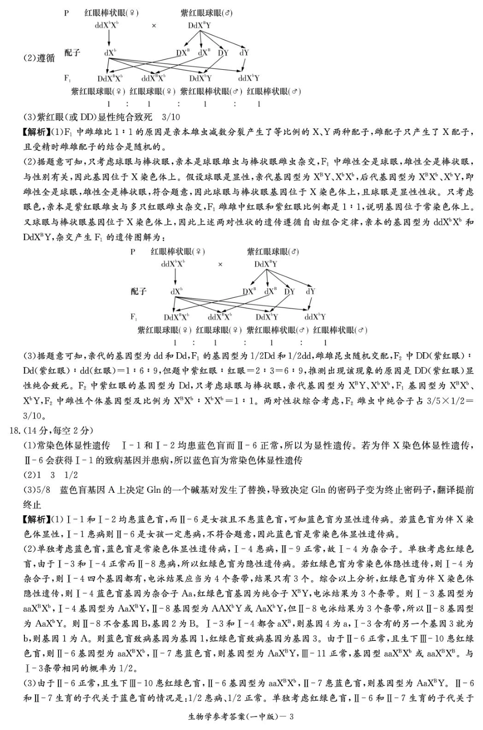 湖南省长沙市第一中学2024-2025学年高一下学期期中考试生物试题 Word版含解析_生物答案（高一期中）.pdf_第3页
