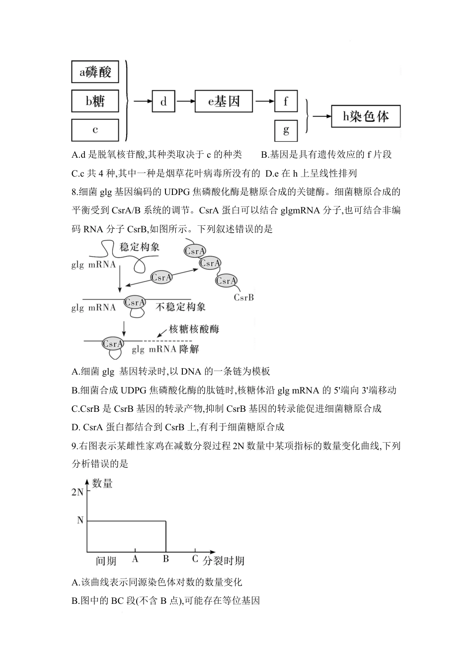 湖南省长沙市第一中学2024-2025学年高一下学期期中考试生物试题.pdf_第3页