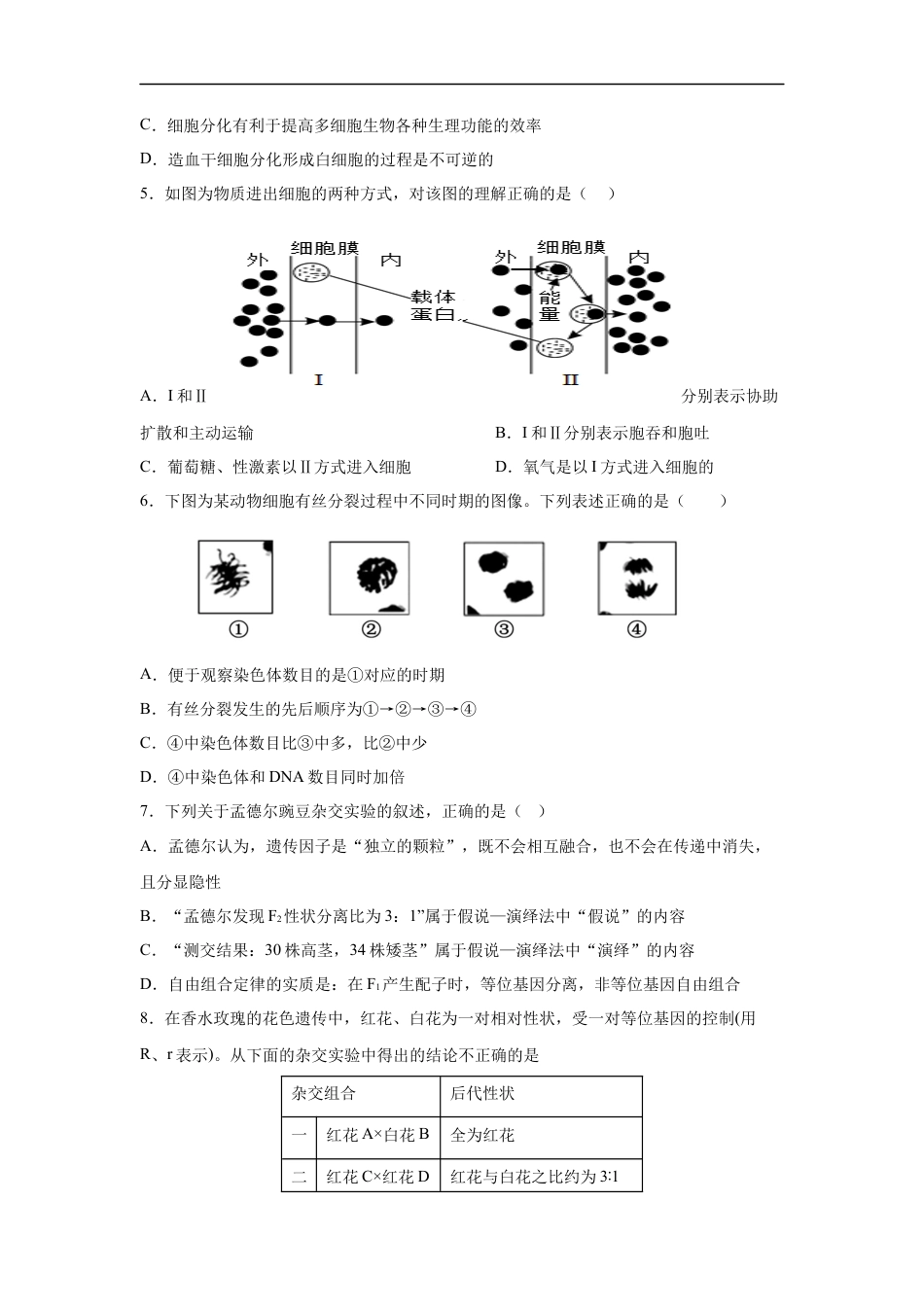 湖南省长沙市长沙市雅礼集团八校联考2024-2025学年高一下学期4月期中生物试题.docx_第2页