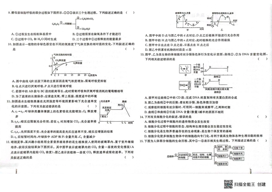江西省赣州市大余县部分学校联考2024-2025学年高一下学期4月期中生物试题（扫描版，含答案）_高一生物 高一生物.pdf_第2页