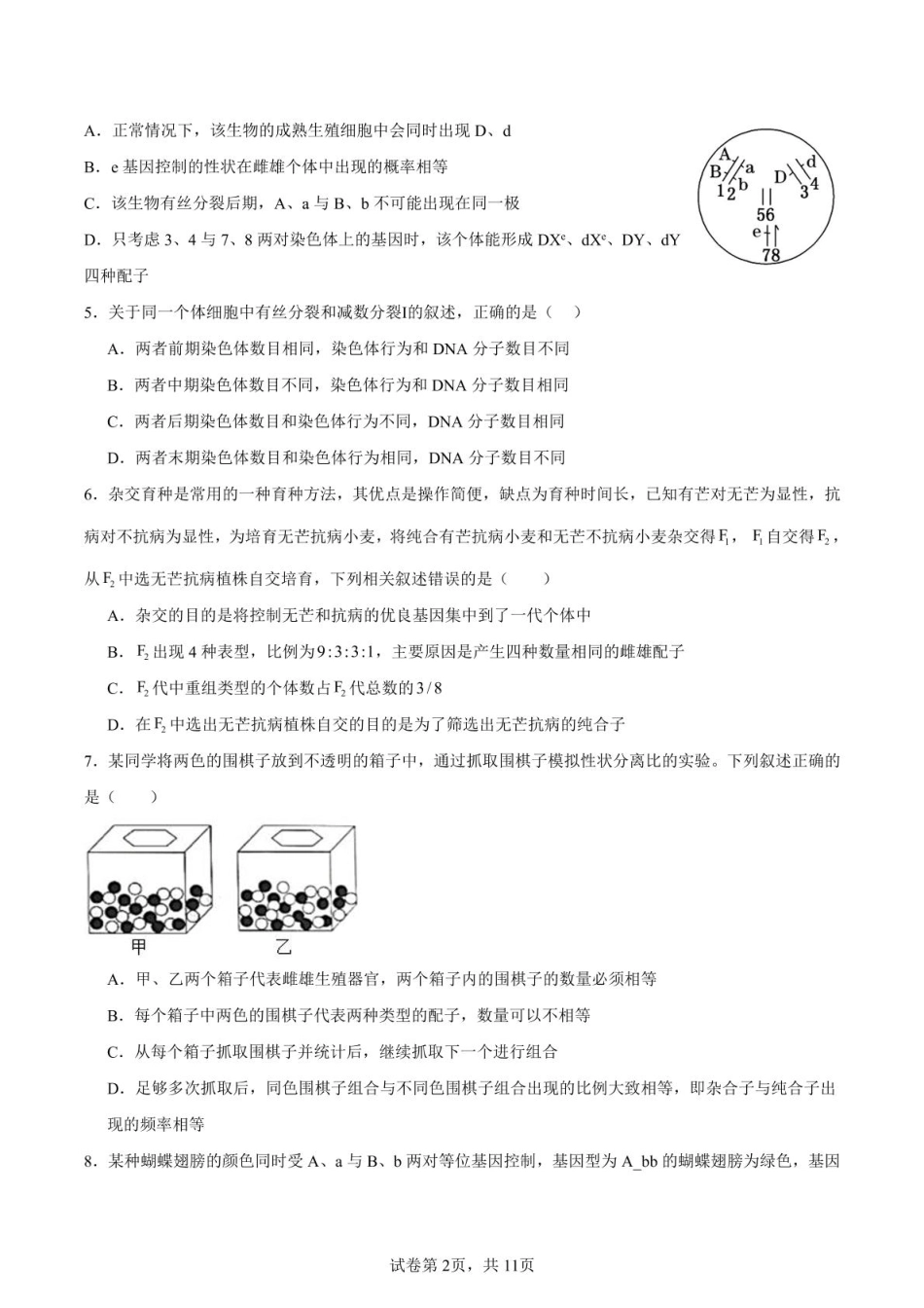 山东省新泰市第一中学北校2024—2025学年高一下学期期中考试生物试题 新泰一中北校高一下学期期中考试.pdf_第2页