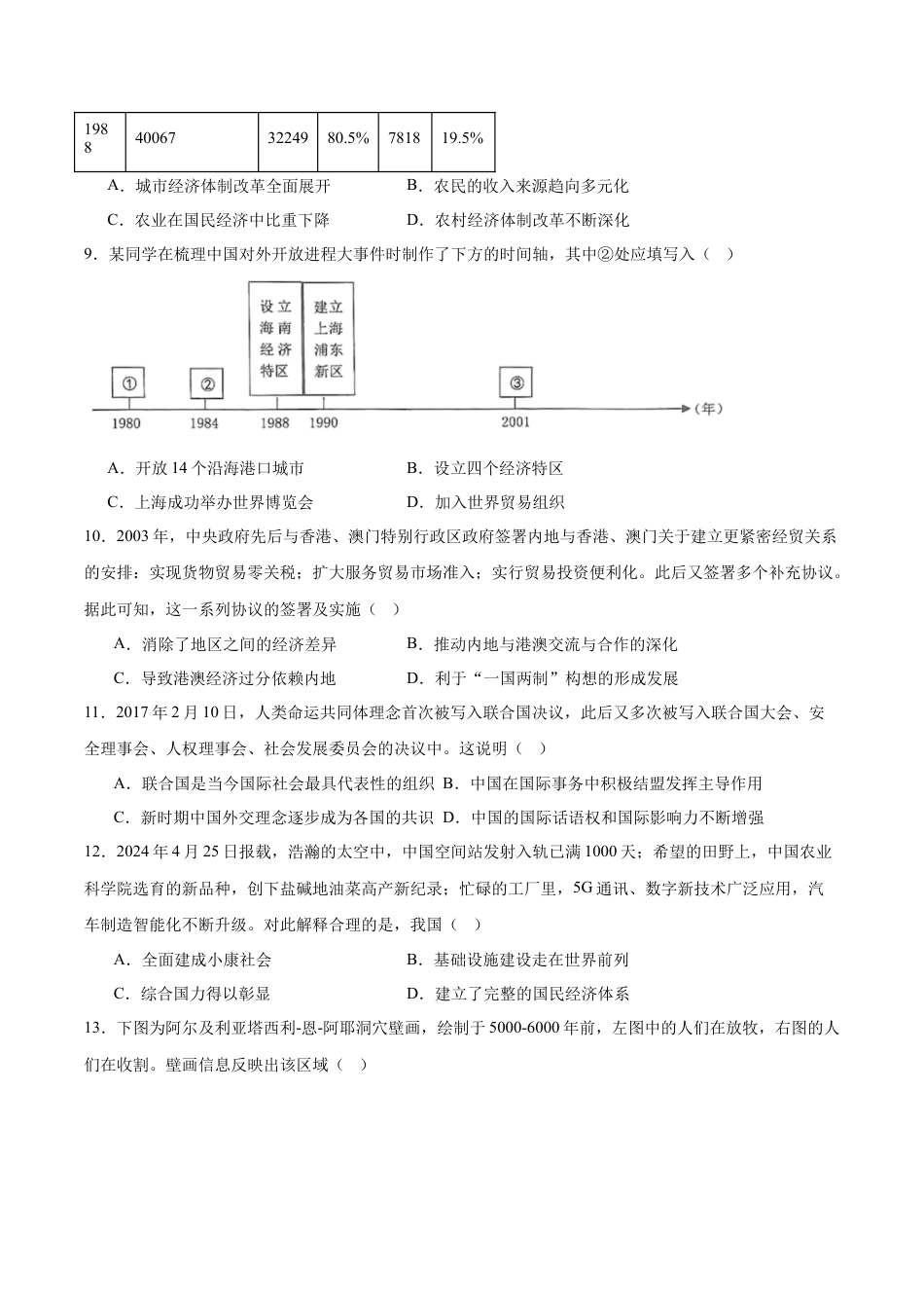 安徽省智学大联考·皖中名校联盟（合肥市第八中学）2024-2025学年高一下学期期中考试 历史 Word版含答案.docx_第3页