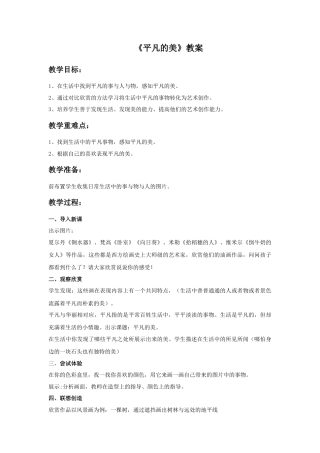 人教版小学美术四年级教案-《平凡的美》教案2.doc