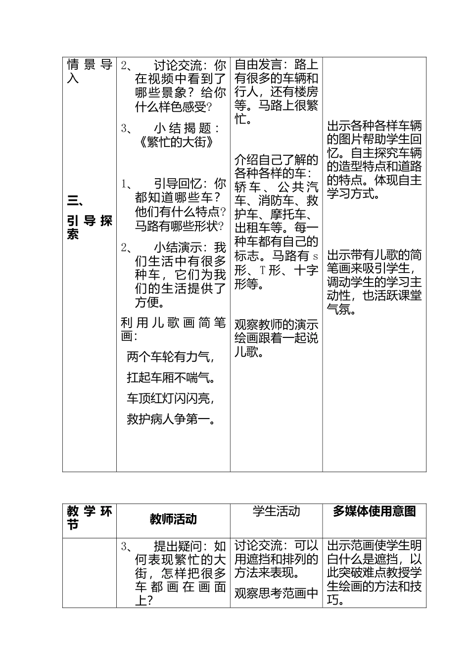 人教版小学美术一年级教案-第14课 繁忙的大街 教案2.doc_第2页