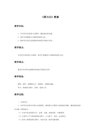 人教版小学美术三年级教案-《黑与白》教案1.doc