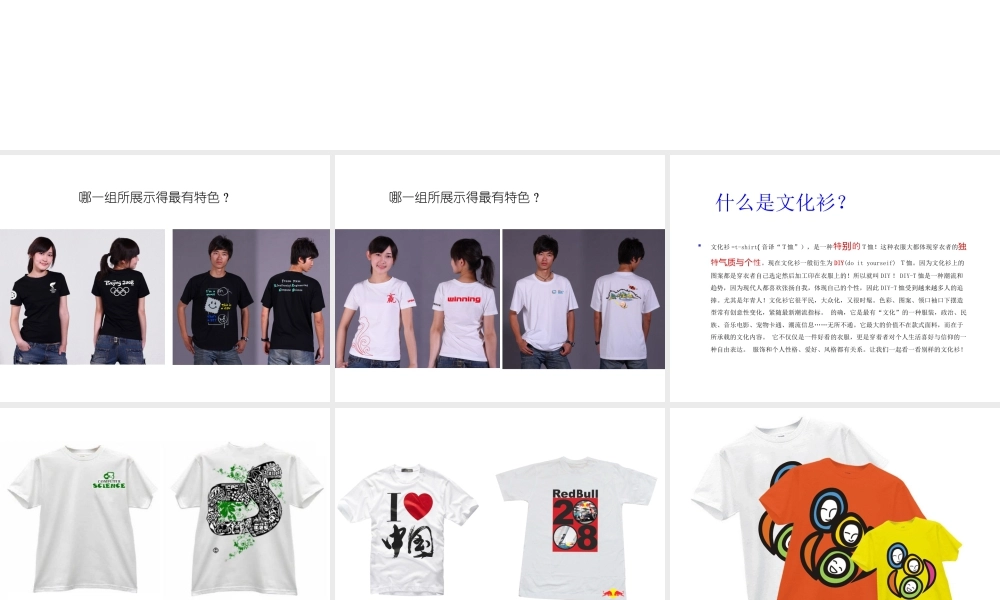 人教版四年级小学美术课件-《设计文化衫》课件.ppt