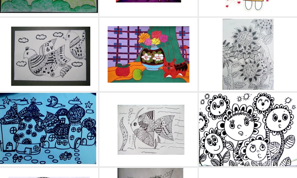 人教版四年级小学美术课件-学生作品——线条.ppt