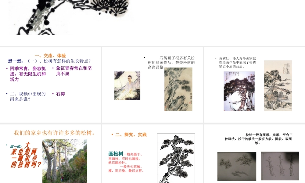 人教版五年级小学美术课件-《学画松树》课件.ppt