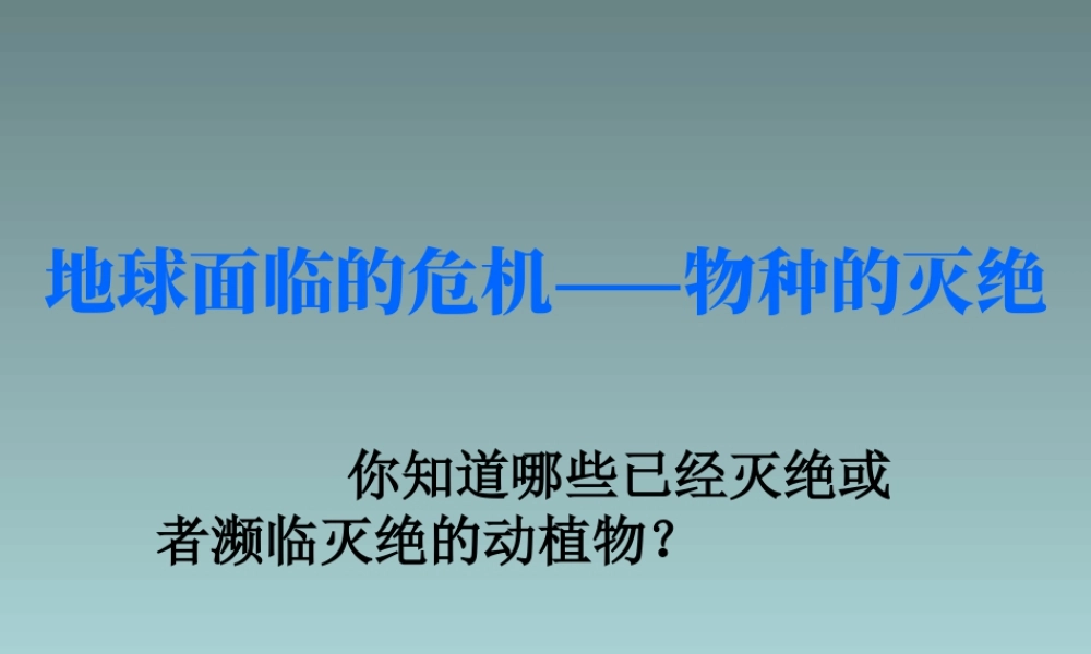 人教版五年级小学美术课件-地球面临的危机——物种的灭绝.ppt