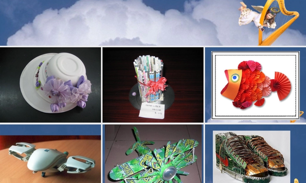 人教版一年级小学美术课件-废旧材料手工制作欣赏.ppt