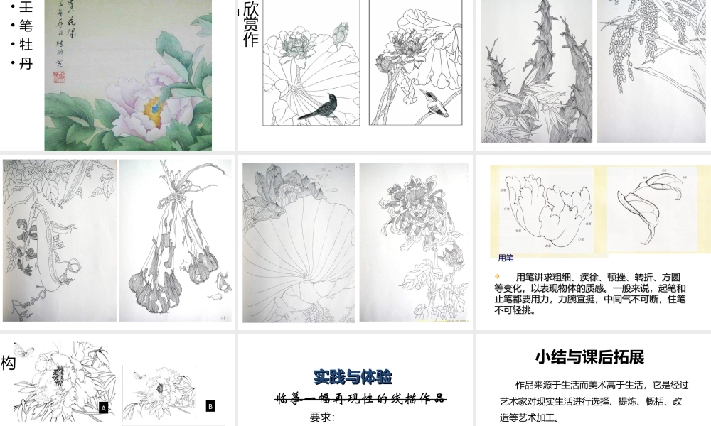 人教版六年级小学美术课件-《工笔花卉》课件.ppt