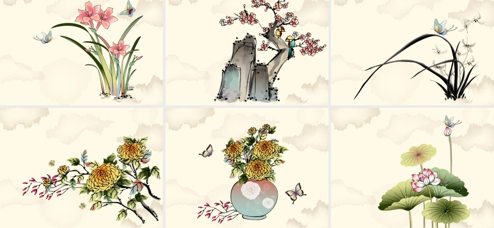 人教版三年级小学美术课件-花卉水墨画PPT.ppt