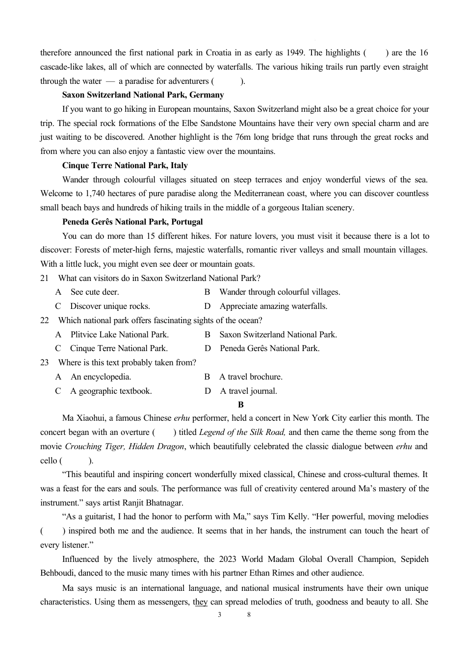 四川省泸县第五中学2024-2025学年高一下学期3月月考英语试题.docx_第3页