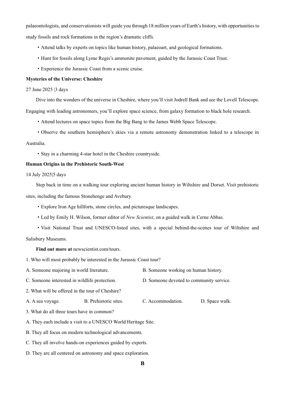 重庆市巴蜀中学2024-2025学年高一下学期3月月考英语试题（原卷版）.docx_第3页