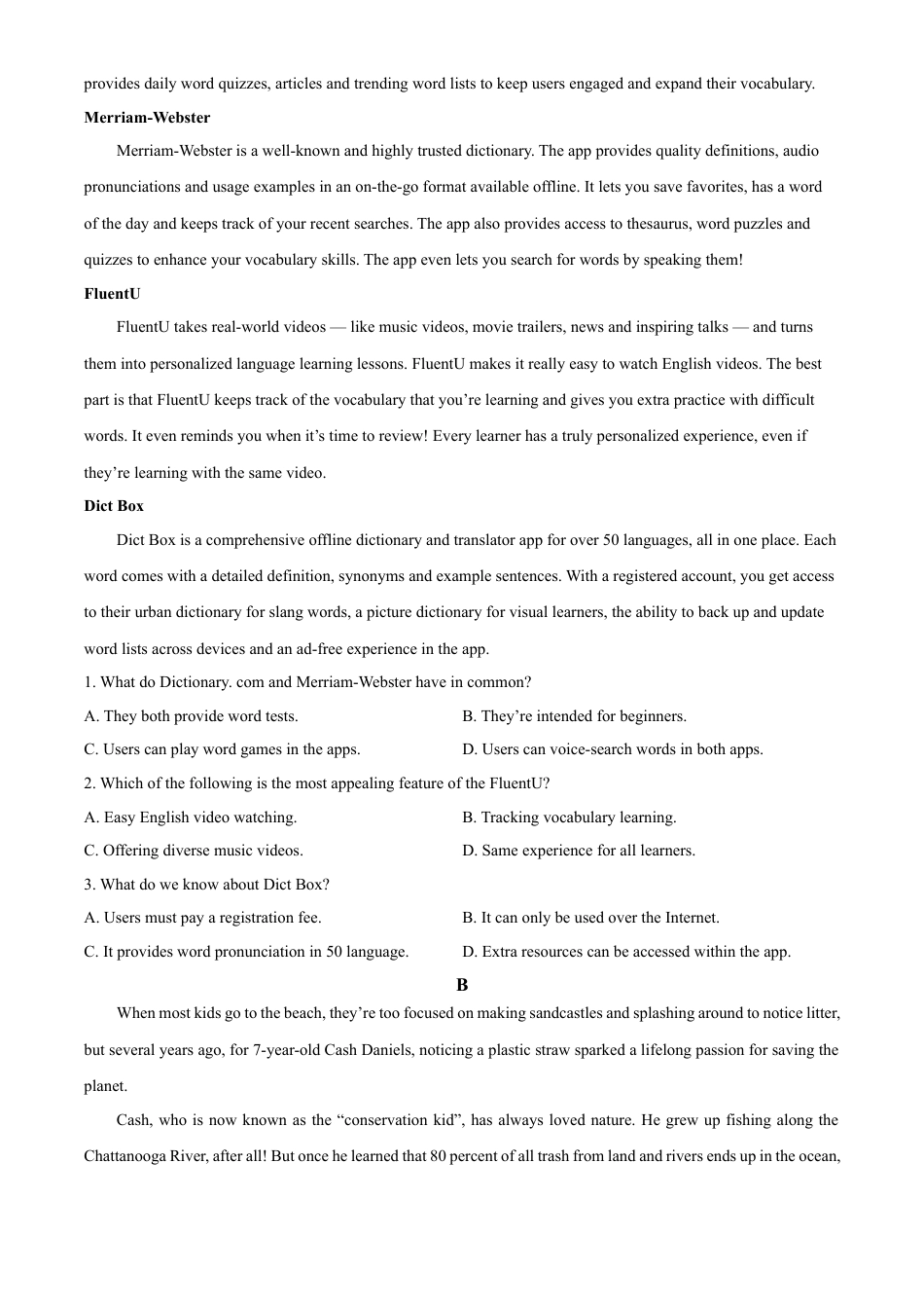 浙江省杭州市联谊学校2024-2025学年高一下学期3月月考英语试题（含答案，无听力原文、答案及音频）.docx_第3页