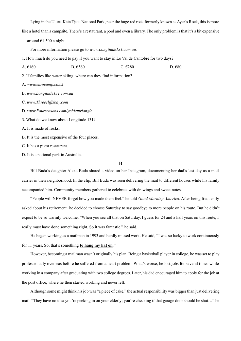 云南省丽江市古城区第一中学2024-2025学年高一下学期月考(一)英语试题（含答案，无听力原文及音频）.docx_第3页