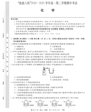 “皖南八校”2024-2025学年高一第二学期期中考试-化学(甲).pdf