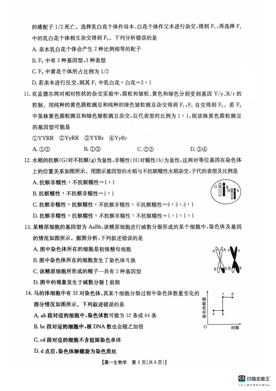 河南省安鹤新联盟2024-2025学年高一下学期3月联考生物试卷（PDF版，无答案）.pdf_第3页