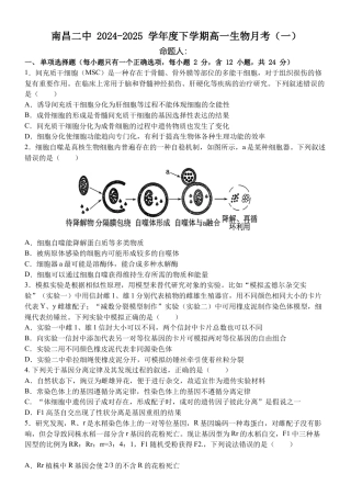 江西省南昌市第二中学2024-2025学年高一下学期3月月考试题 生物 Word版含答案.docx