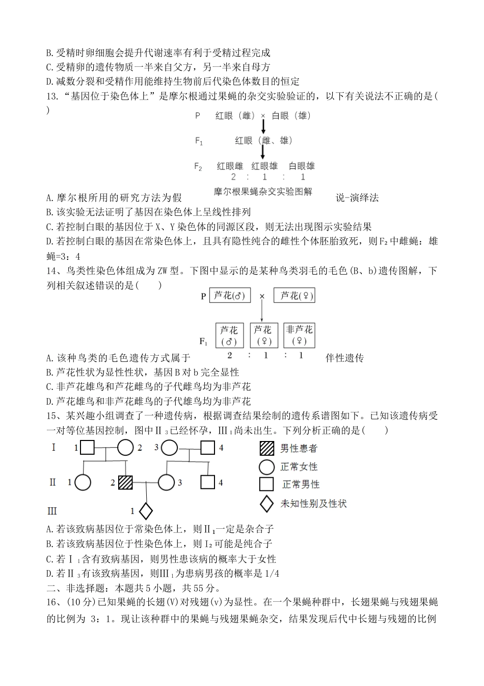 四川省成都市树德中学2024-2025学年高一下学期4月月考生物试题（含答案）.docx_第3页