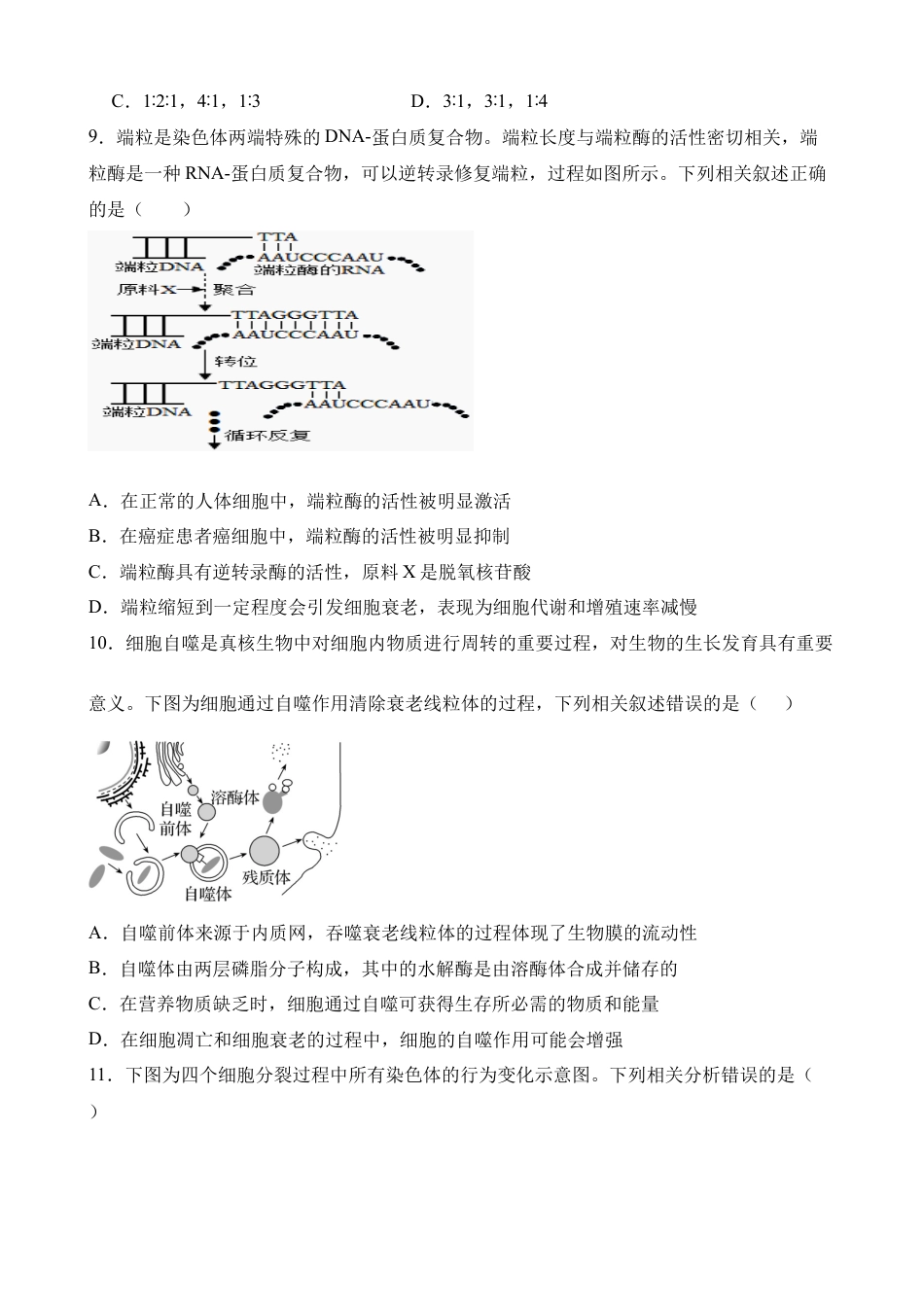 四川省达州市万源中学2024-2025学年高一下学期期中考试  生物  Word版含答案_生物试卷.docx_第3页