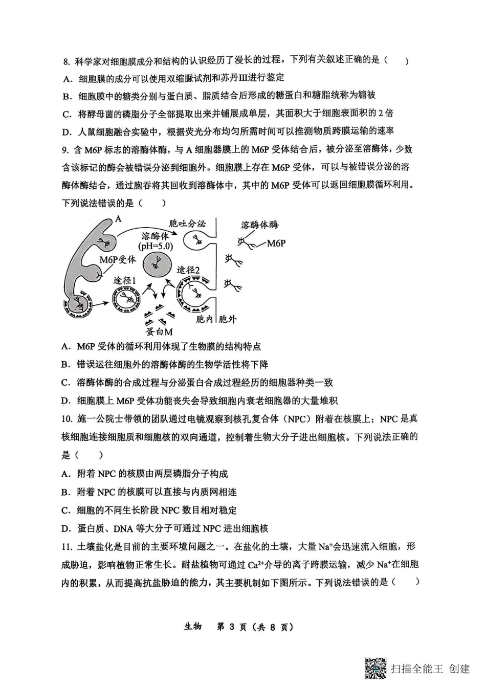 重庆鲁能巴蜀中学校2024-2025学年高一下学期3月月考生物试题 生物试题.pdf_第3页