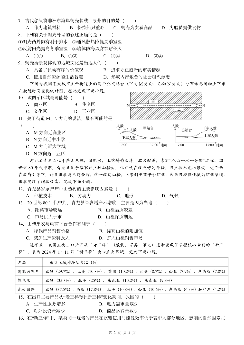 2024级高一下月考地理试题.pdf_第2页