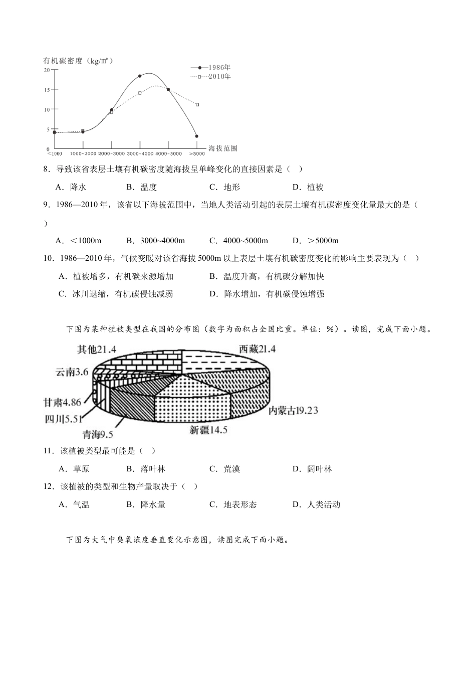 云南省昭通市市直中学2024-2025学年高一下学期3月第一次月考地理试卷（含答案）.docx_第3页