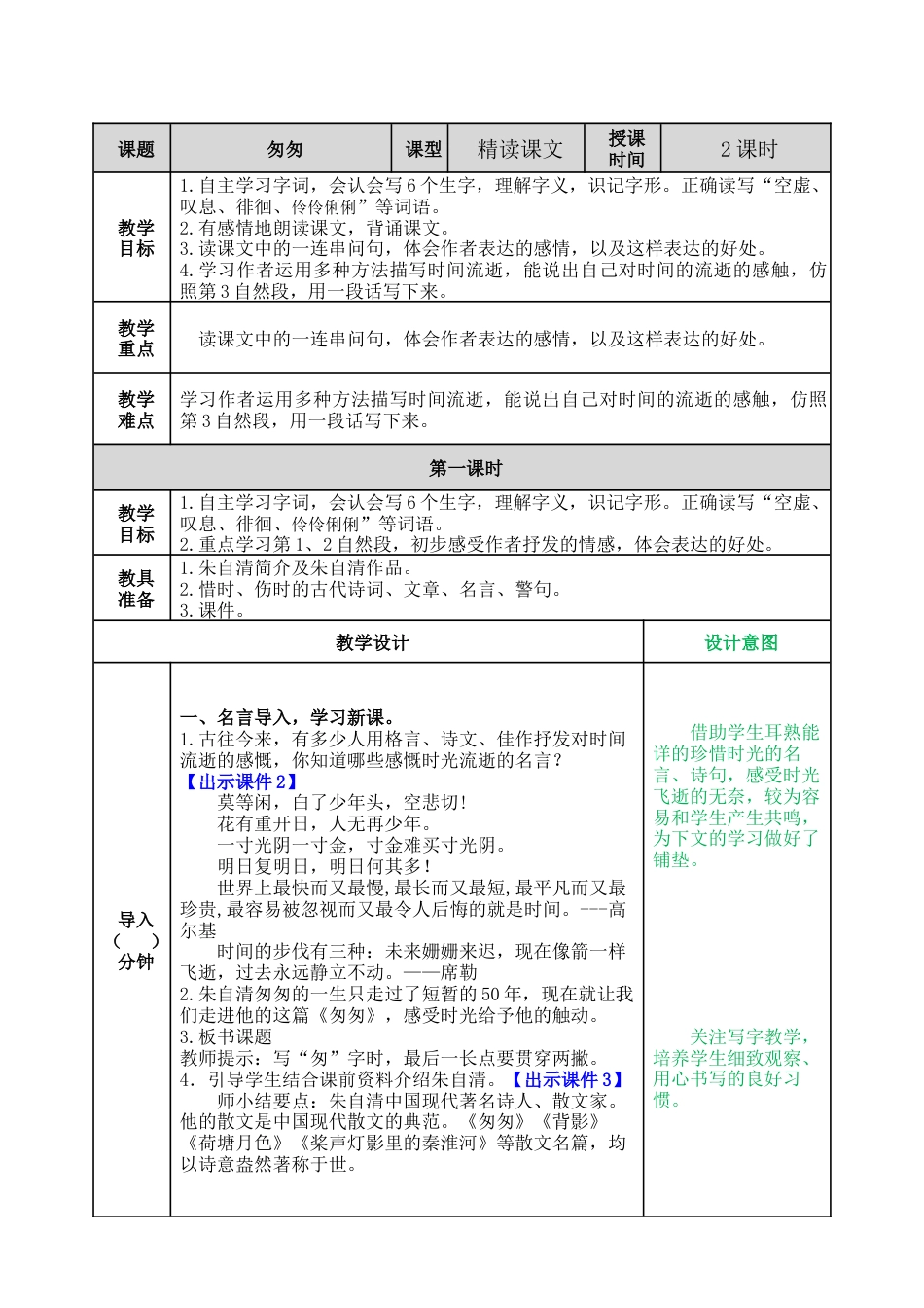部编版语文六年级下册教案-匆匆教案.docx_第1页