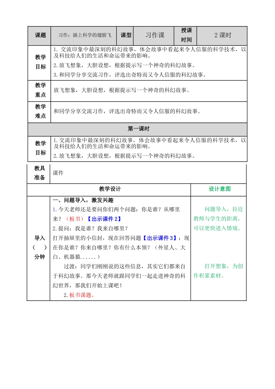 部编版语文六年级下册教案-习作：插上科学的翅膀飞教案.docx_第1页