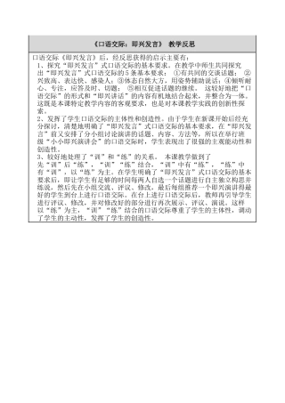 口语交际：即兴发言 教学反思-语文六年级下册.docx