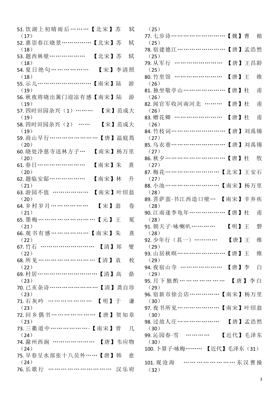 六年级下册-古诗词专项复习-小学必背古诗词182首（带目录及释义）人教（部编版）.docx_第3页