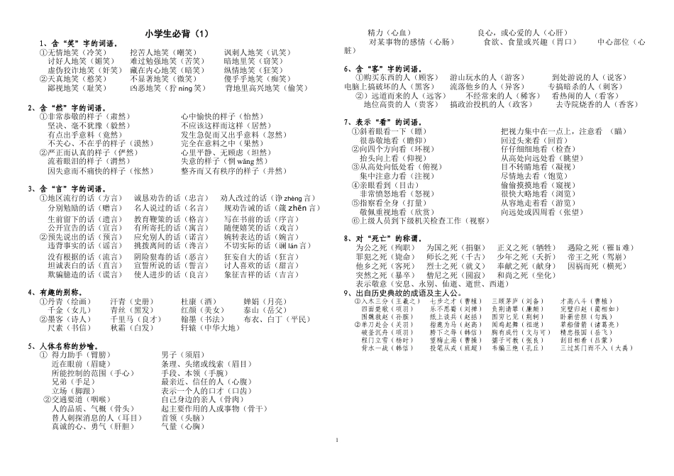 六年级下册语文复习必背1 人教（部编版）.docx_第1页