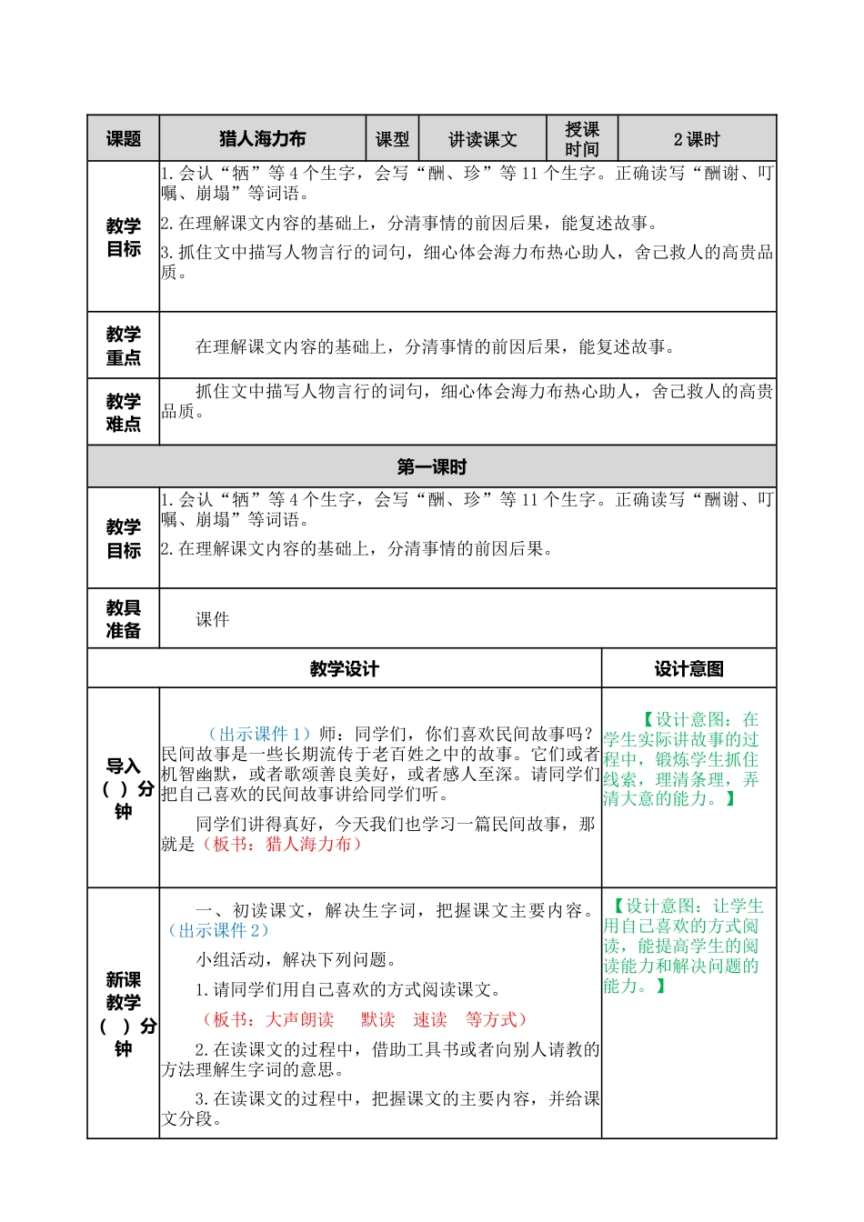 部编版语文五年级上册-9 猎人海力布 教案.docx_第1页