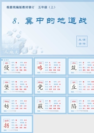 部编版语文五年级上-（生字课件）8.冀中的地道战.pptx