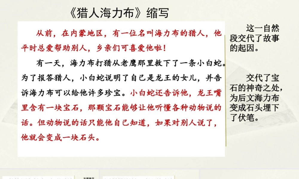部编版语文五年级上-范文2：《猎人海力布》缩写.pptx