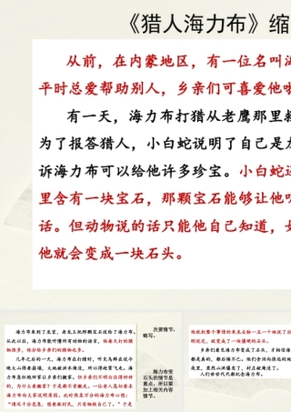 部编版语文五年级上-范文2：《猎人海力布》缩写.pptx