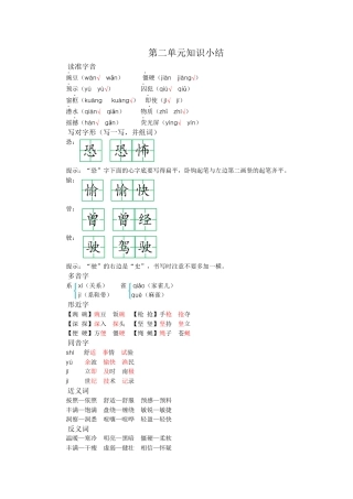 2025年语文四年级上册第二单元知识小结.docx
