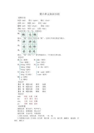 2025年语文四年级上册第六单元知识小结.docx