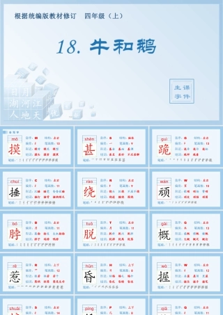 2025统编版四年级上册（生字课件）18.牛和鹅.pptx