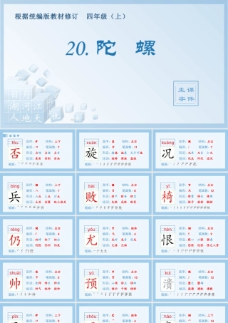 2025统编版四年级上册（生字课件）20.陀螺.pptx