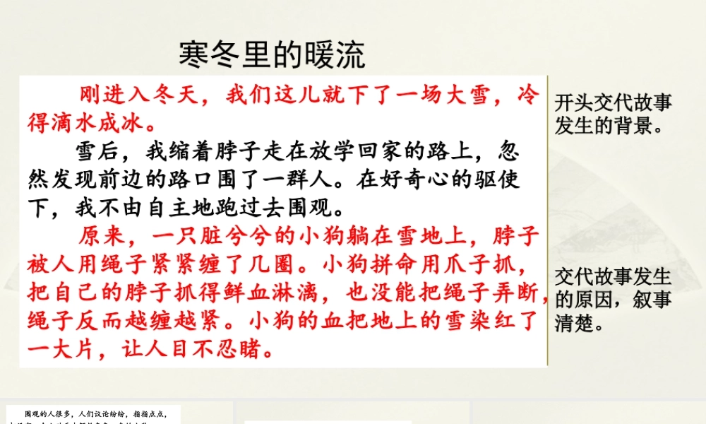 2025统编版四年级上册范文1：寒冬里的暖流.pptx