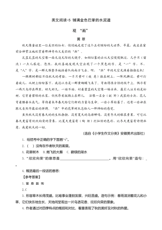 三年级上册-语文专项复习-类文阅读-5 铺满金色巴掌的水泥道.docx