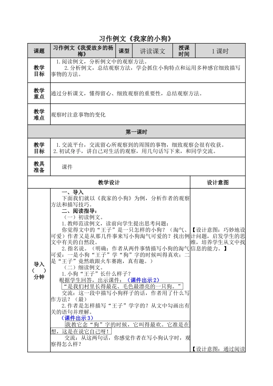 语文三年级上册-习作例文：我家的小狗 教案.docx_第1页