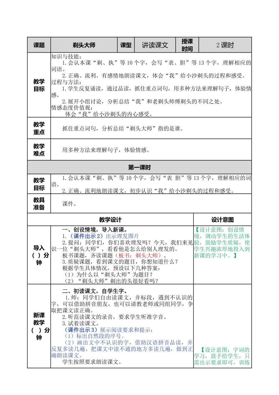 语文三年级下册-19 剃头大师教案.docx_第1页