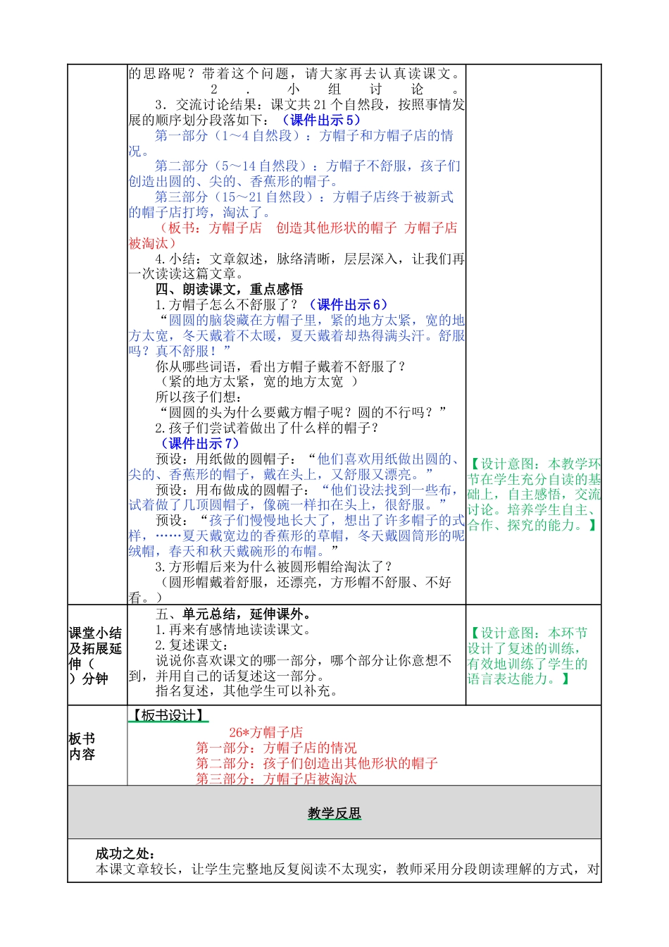 语文三年级下册-26 方帽子店教案.docx_第2页