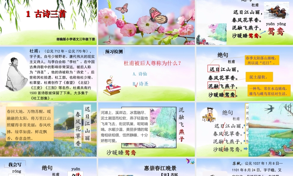 三年级上册语文课件（精品·课堂教学课件）1 古诗三首.ppt