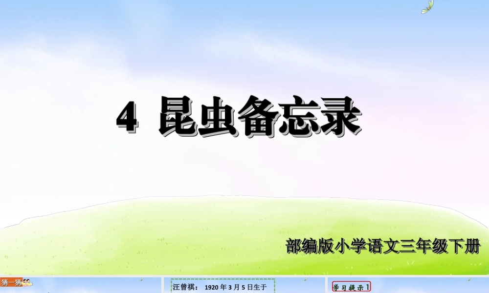 三年级上册语文课件（精品·课堂教学课件）4 昆虫备忘录.ppt