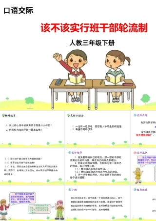 三年级上册语文课件口语交际 该不该实行班干部轮流制.pptx