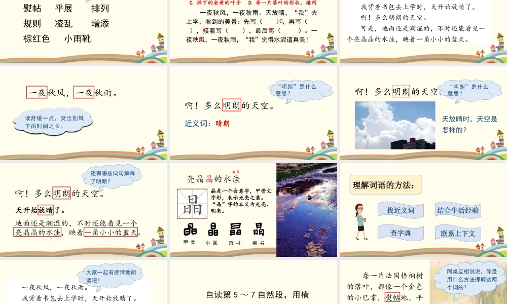 语文三年级上册-课时（教学课件）5.铺满金色巴掌的水泥道.pptx